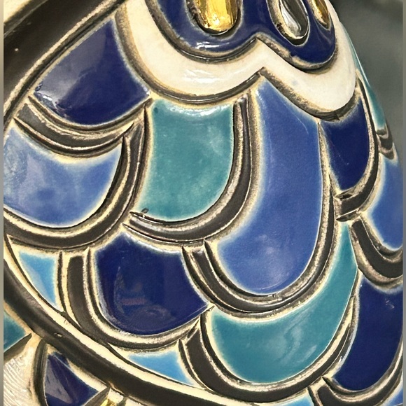 De Rosa Rinconada Blue owl figurine, collectible ornament, artisan art sculpture - Picture 9 of 12